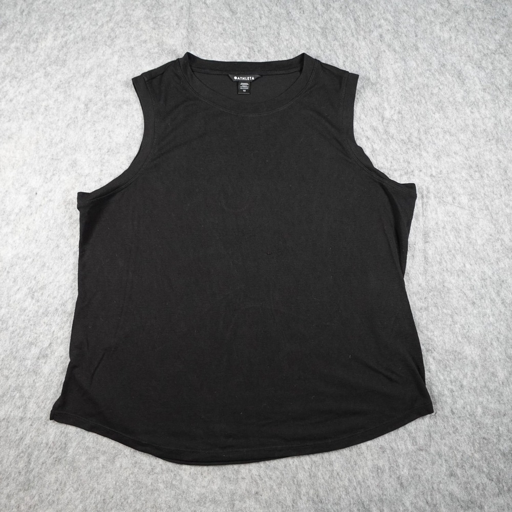 Athleta Tank Women 1X Black Breezy Sleeveless Crew Neck Activewear Muscle